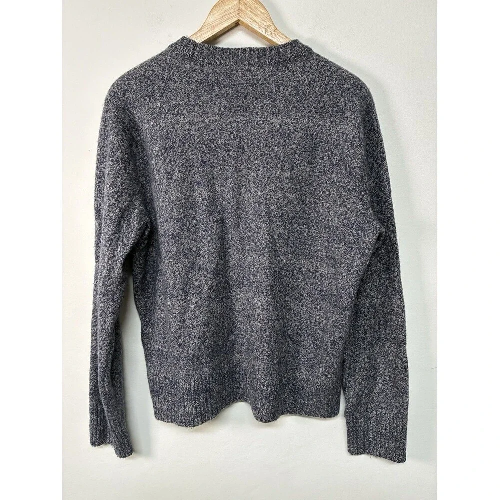 J Crew Sweater Men’s Large Rugged Marino Blue Gray Knit Pullover Casual Preppy